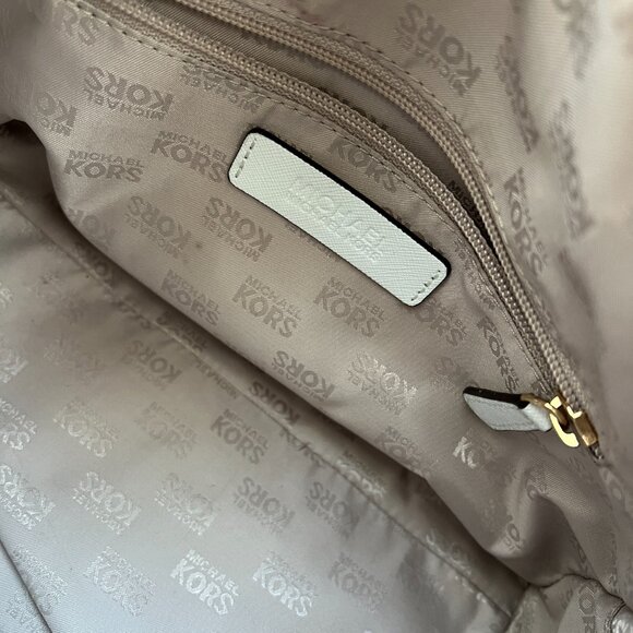 Michael Kors Jet Set Saffiano White Bowling Bag Crossbody Strap (SMALL) - Picture 7 of 7